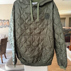 Zero FoxTrot Green Quilted Hoodie with Logo Patch